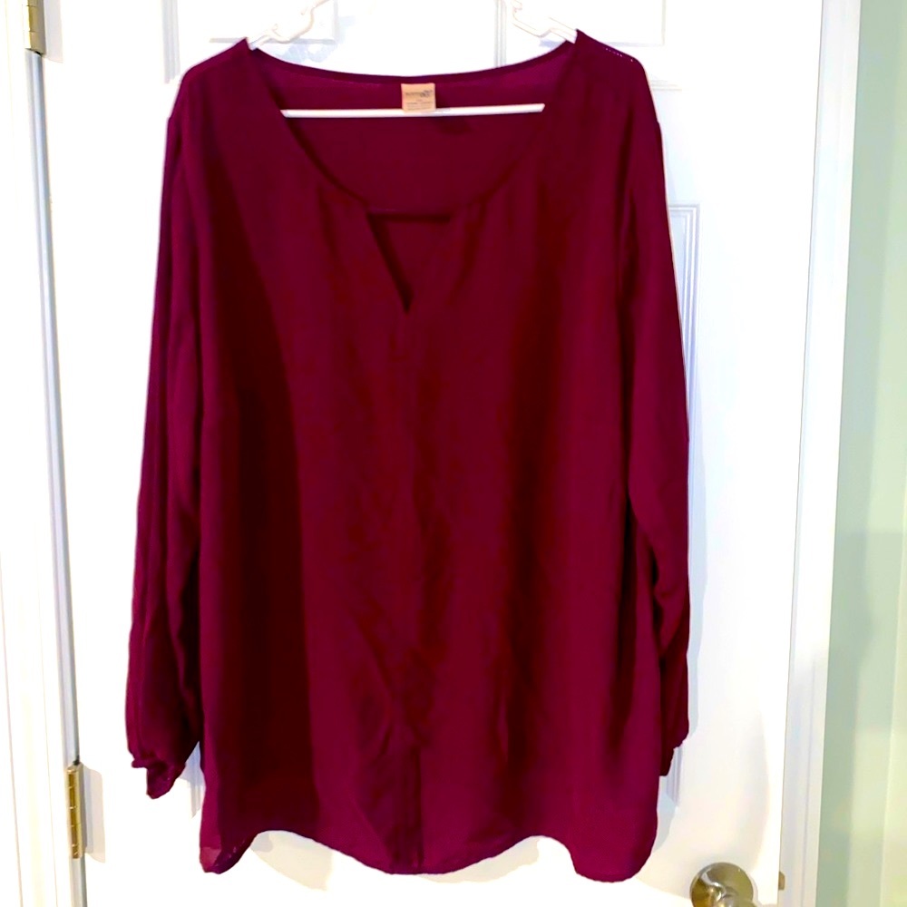 Terra&Sky Blouse - 1X - Burgundy